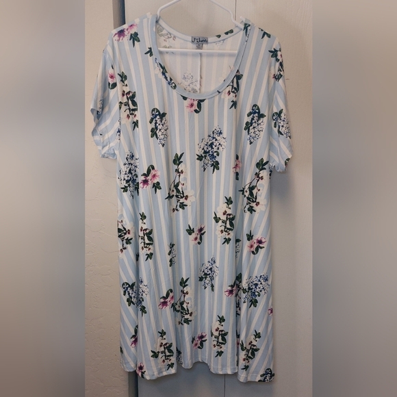 J for Justify Stripes Floral Buttery Soft Knit A-Line Dress Size 3X Boho Casual - Picture 10 of 10